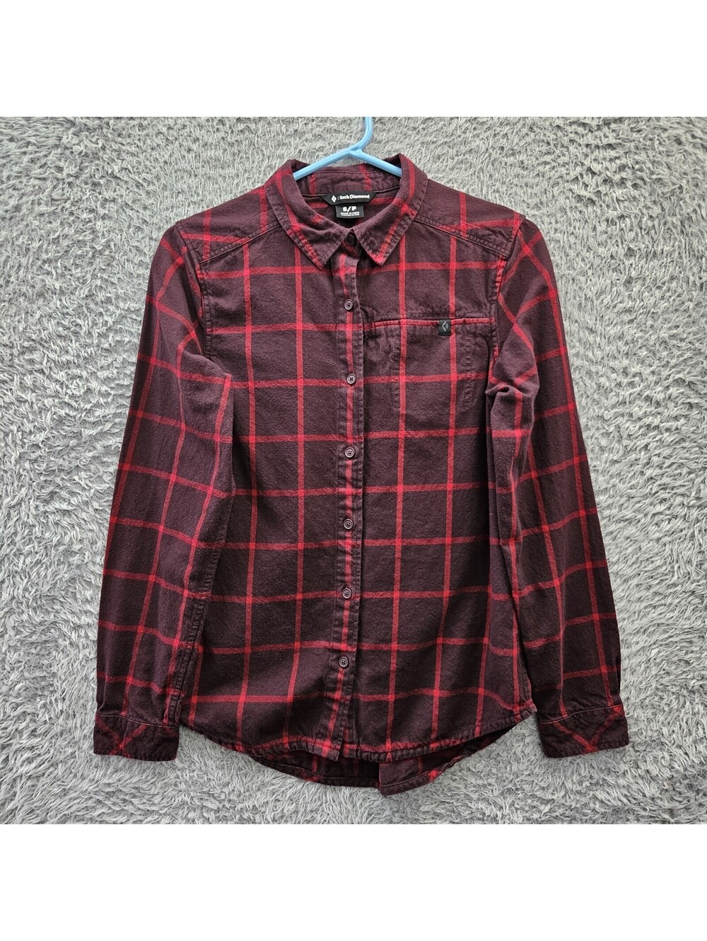 Black Diamond Flannel Shirt Women Small Red Cotton Hiking Outdoors